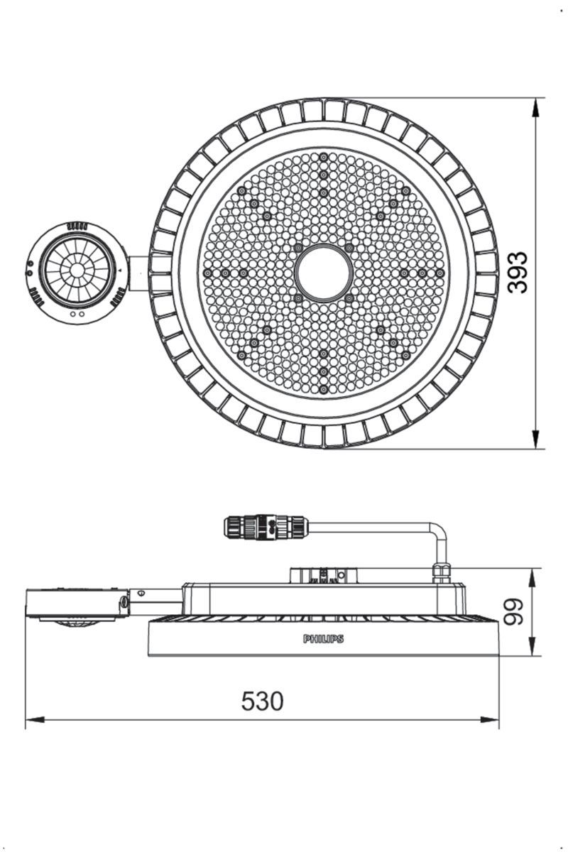 LED-Hallenleuchte 133W CoreLine Highbay 4000K 1LED 20000lm asym Konv IP65