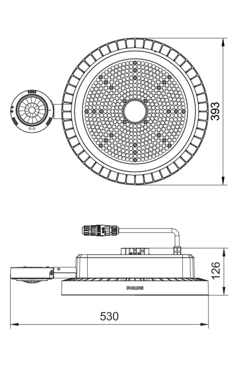 LED-Hallenleuchte 166W CoreLine Highbay 4000K 1LED 25000lm sym Konv IP65