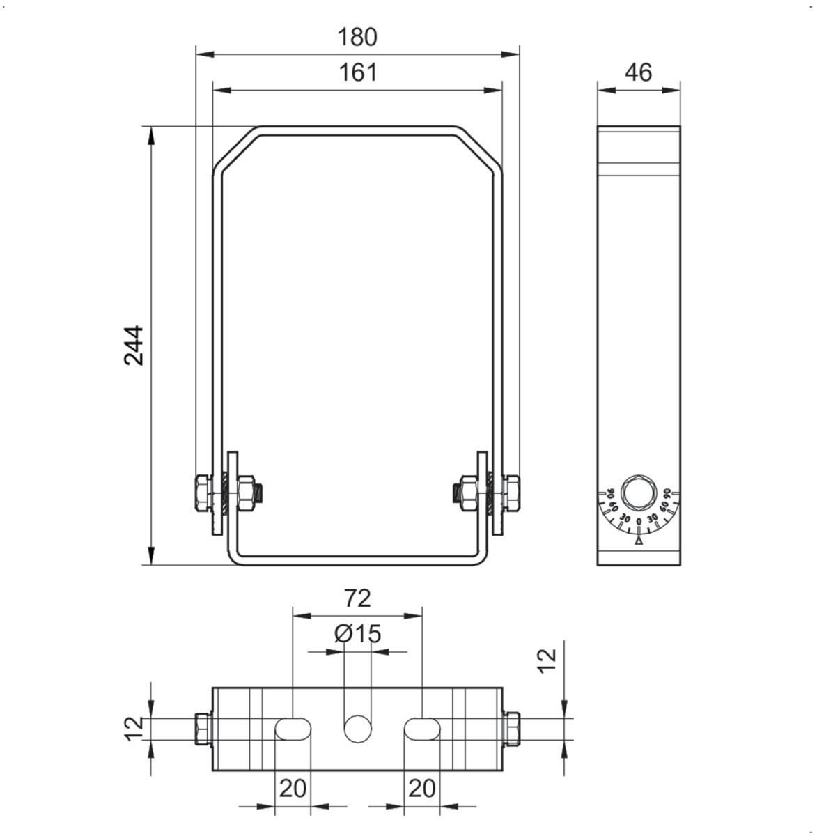 Montagebügel gr CoreLine Highbay ST L40mm B180mm H46mm