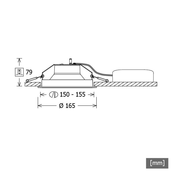 LED-Einbaustrahler 9,5W 3000K 1270lm EVG sw mt 1LED Alu IP20 RF:hochglänzend