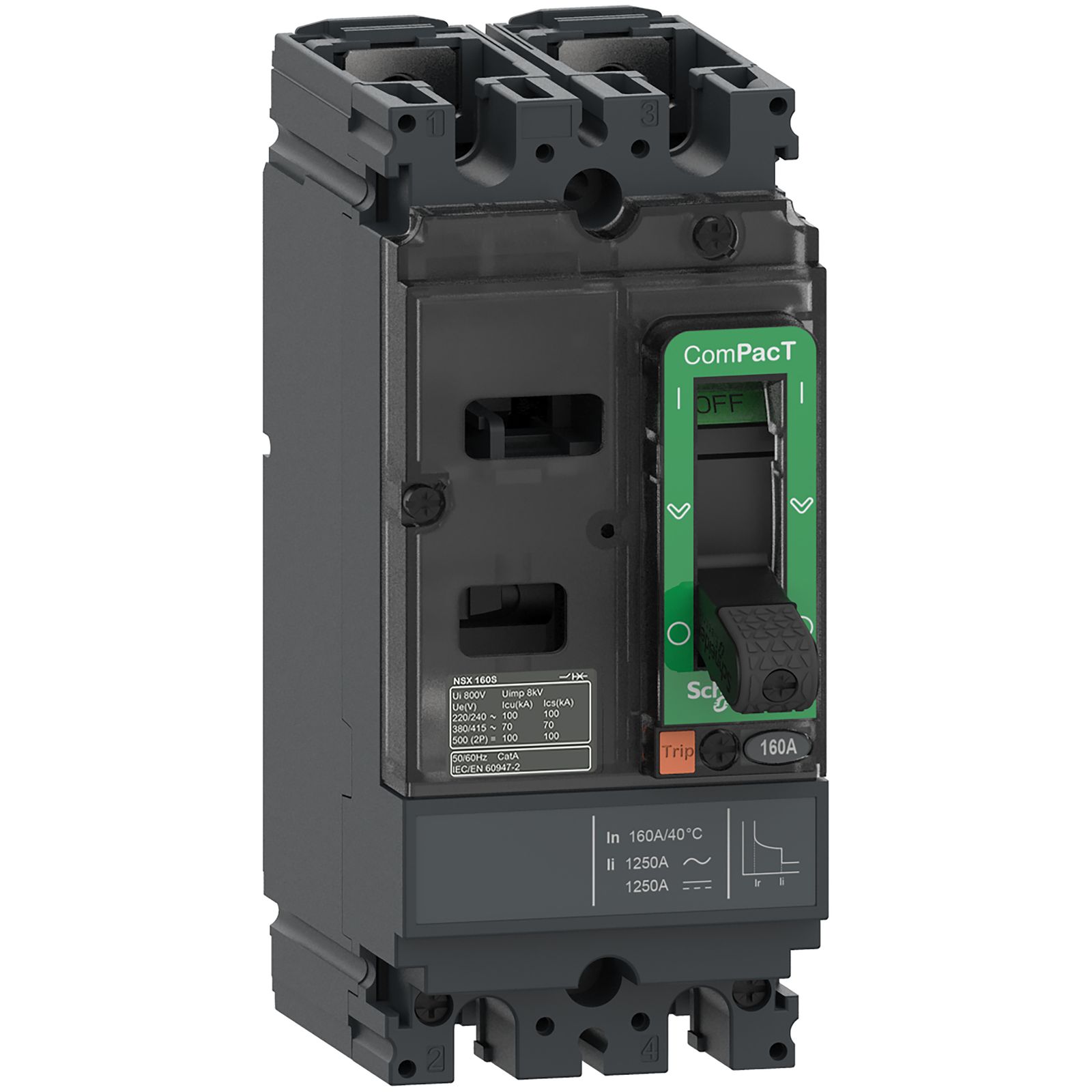 Leistungsschalter 125A 2p 128-160A/In Motorantrieb optional IP40 Festeinbau