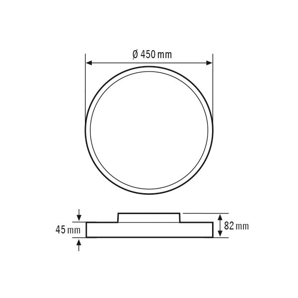 LED-Anbauleuchte 30W 3000K 3300lm ws Konv Dimmung DALI IP20 Ø450x82mm