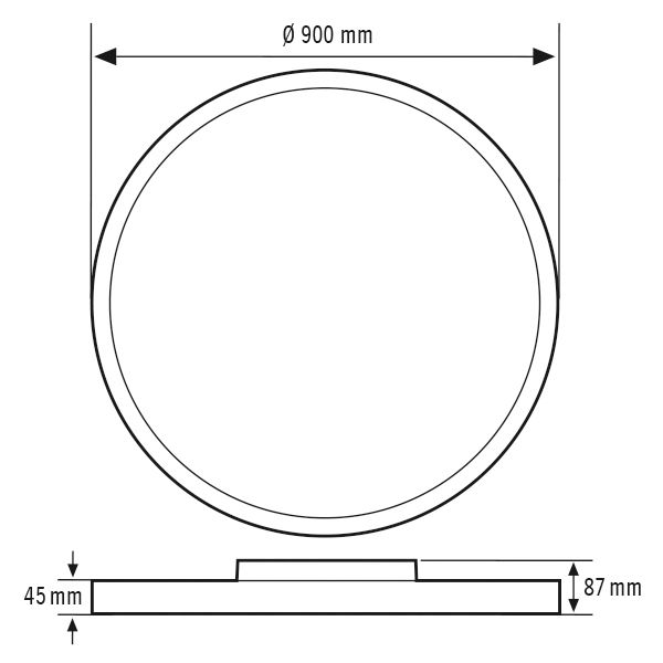 LED-Anbauleuchte 80W 3000K 9400lm ws Konv Dimmung DALI IP20 Ø900x87mm