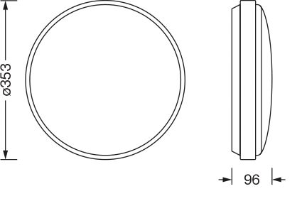 LED-Anbauleuchte Rondel31 19W 3000K ws 2300lm EVG IP65 Ø350x96mm