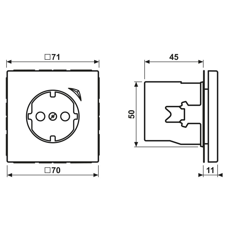 Steckdose 1f edst mt UP m.BS IP20 vert Mit erhöhtem Berührungsschutz