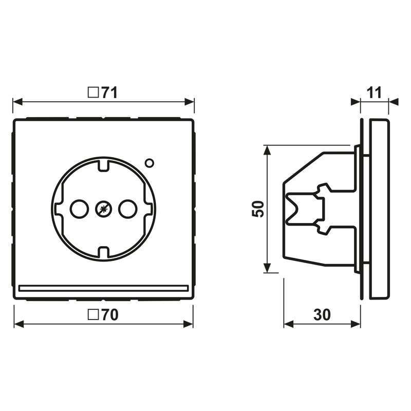 Steckdose 1f out_pal UP m.OL m.BS IP20 outremer-pale Mit Orientierungslicht