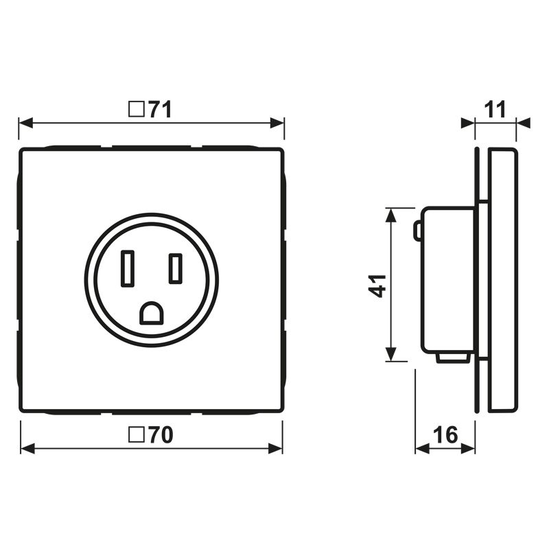 Steckdose 1f ver_59 mt UP USA/CA (NEMA 5-15) vert-59 IP20