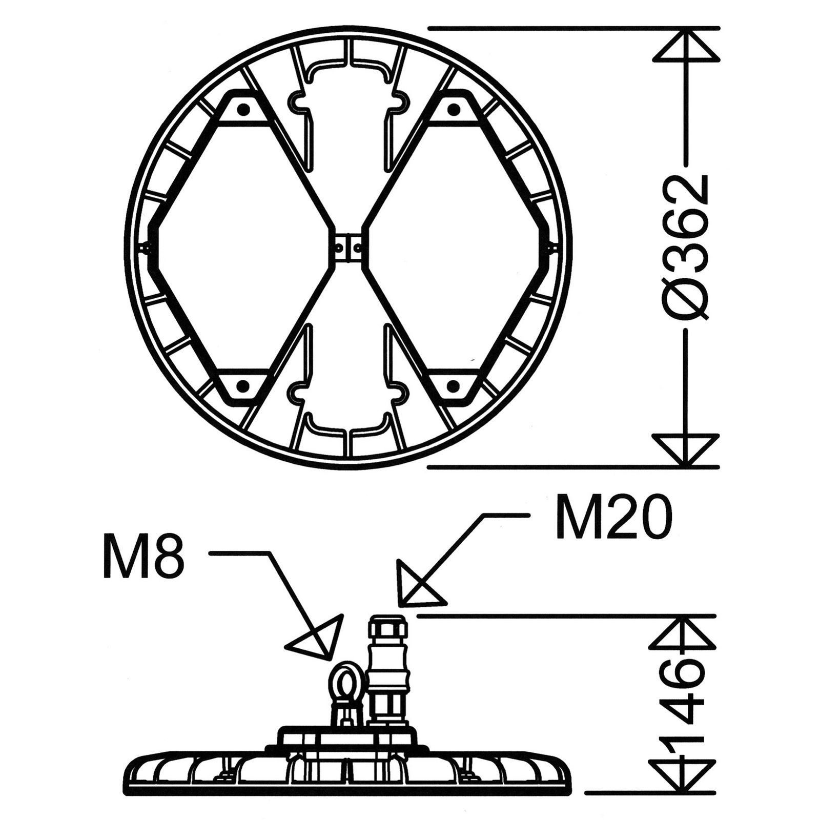 LED-Hallenleuchte 123W TRIANO 4000K 1LED 20000lm sym IP65 Mit Schutzabdeckung