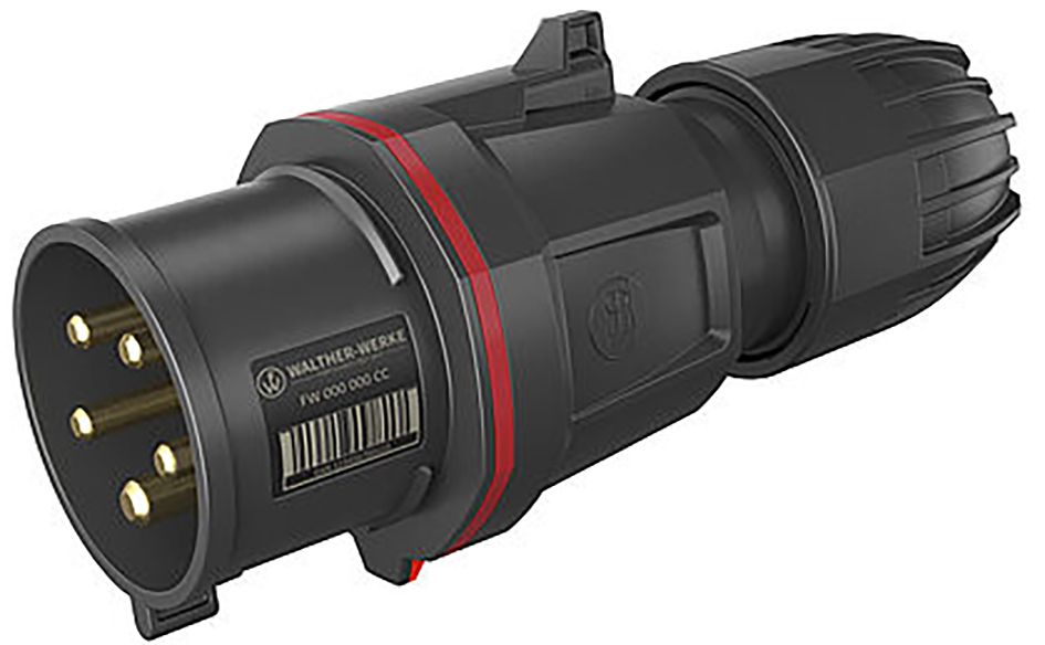 CEE-Stecker 5p 32A IP54 400V/rt 6h Schraubkl Kst Knickschutztülle