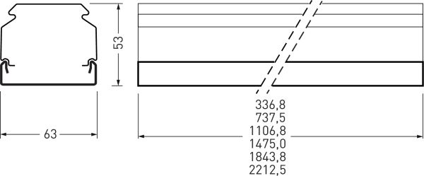 Blindabd ws Kst L1474mm B62mm H19mm