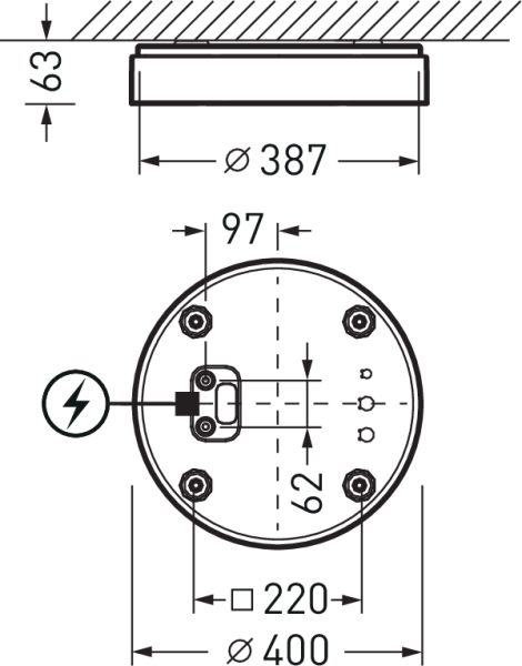 LED-Anbauleuchte 29W 4000K 4000lm ws Konv IP40 Ø400x62,5mm