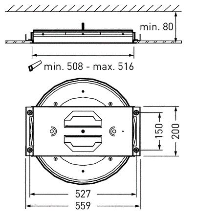 Einbaugehäuse ws Kst L559mm B525mm H53mm