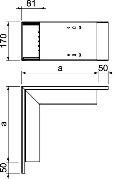 Außeneck LF-K 170x170mm 90° rws RAL9010 Kst