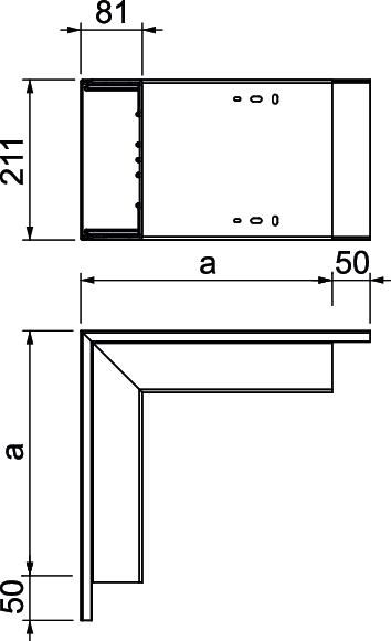Außeneck LF-K 210x210mm 90° rws RAL9010 Kst