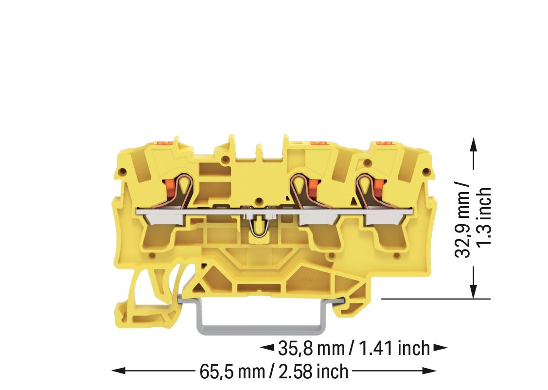 Reihenklemme 0,5-6qmm 1Etage 3kl ge 32A TS35 Hutschiene TH35