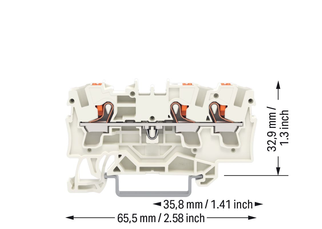 Reihenklemme 0,5-6qmm 1Etage 3kl lgr 32A TS35 Hutschiene TH35