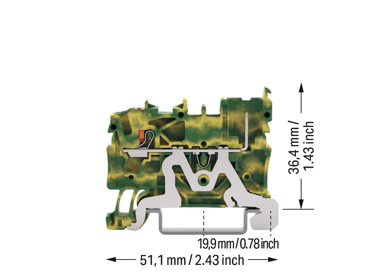 Schutzleiter-Reihenklemme 0,25-4qmm gn/ge 1Etage APL_erf. Hutschiene TH35