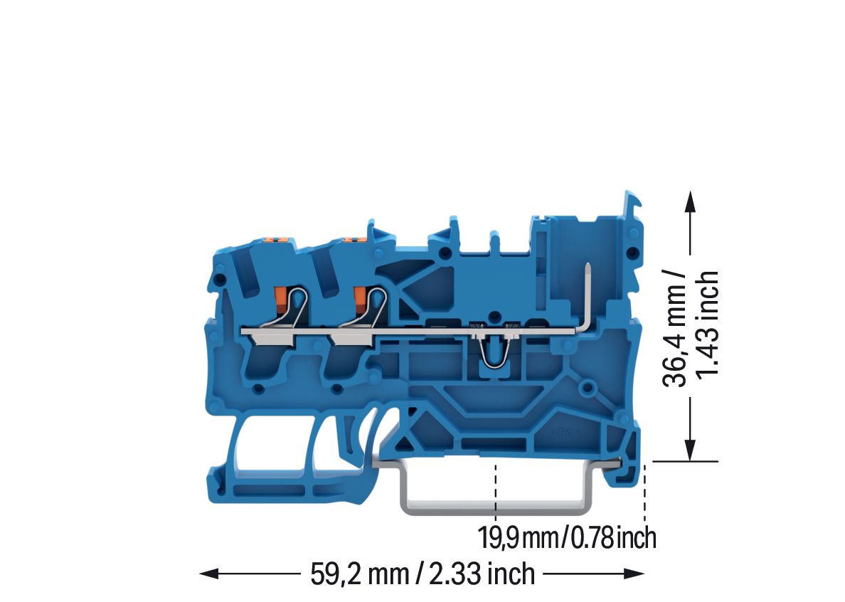 Reihenklemme 0,25-4qmm 1Etage 3kl bl 24A TS35 Hutschiene TH35