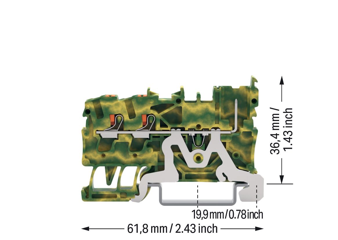 Schutzleiter-Reihenklemme 0,25-4qmm gn/ge 1Etage APL_erf. Hutschiene TH35