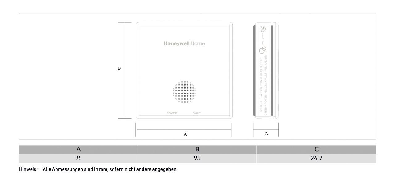 Kohlenmonoxidmelder 85dB autark 12St 3V vernetzb.Funk Standalone Batt DC ws Aufb