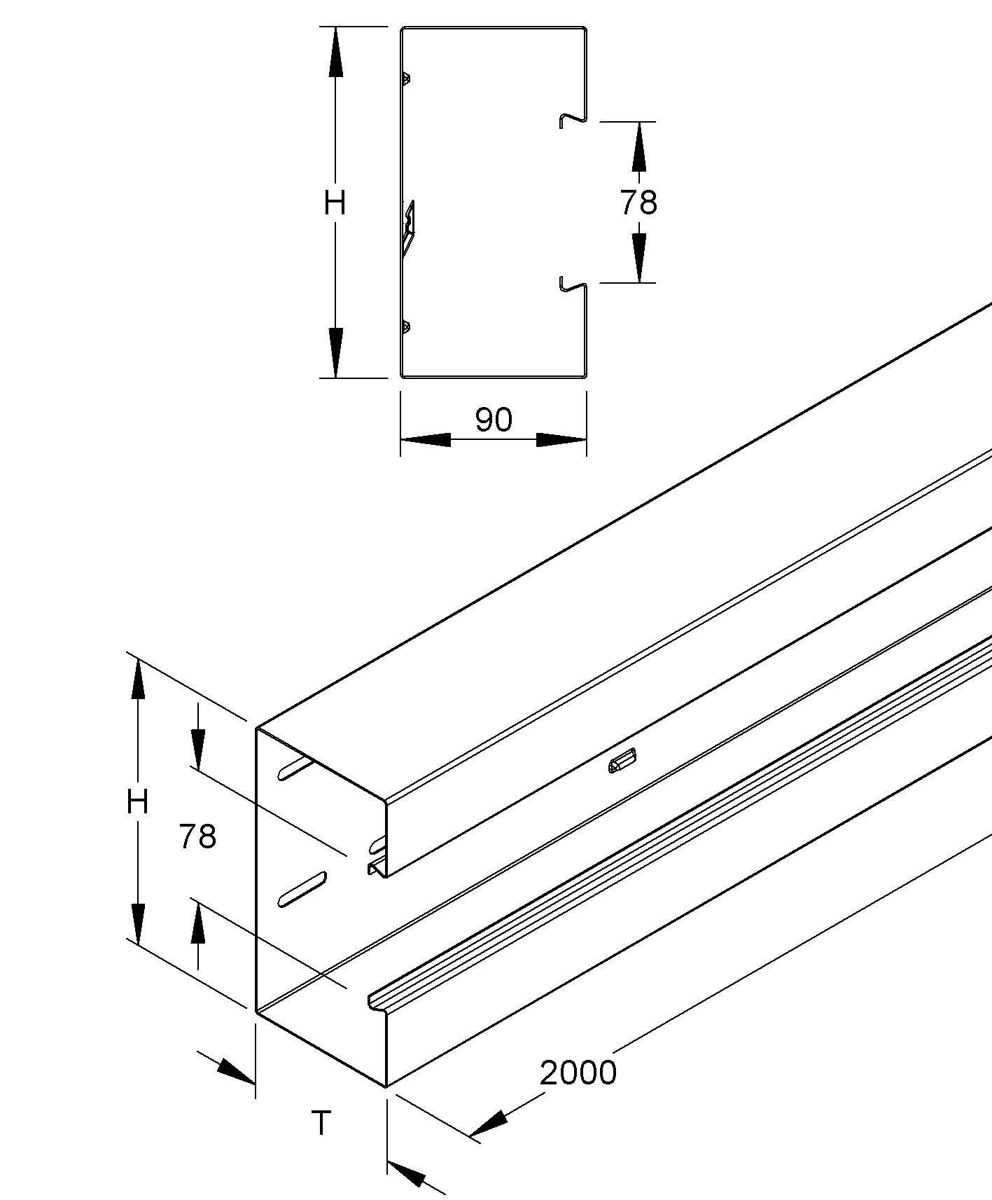 Geräteeinbaukanal ST 133x90mm ver-ws vz RAL9016 GEB-K 10722qmm 2000mm
