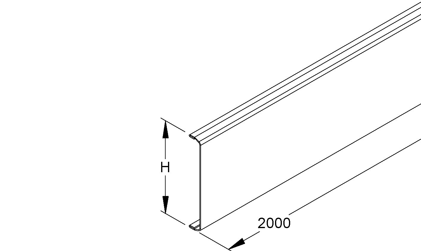 Oberteil GEB-K ST ver-ws 78x2000mm vz hfr glatt RAL9016
