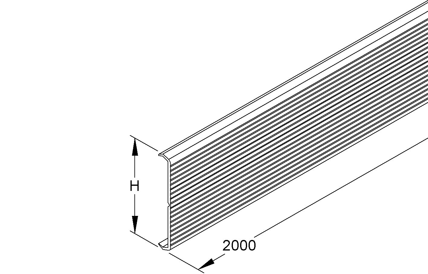 Oberteil GEB-K Kst ver-ws 78x2000mm unbeh glatt RAL9016