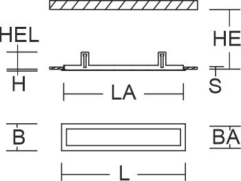 Einbaurahmen ws Alu L650mm B214mm H2mm