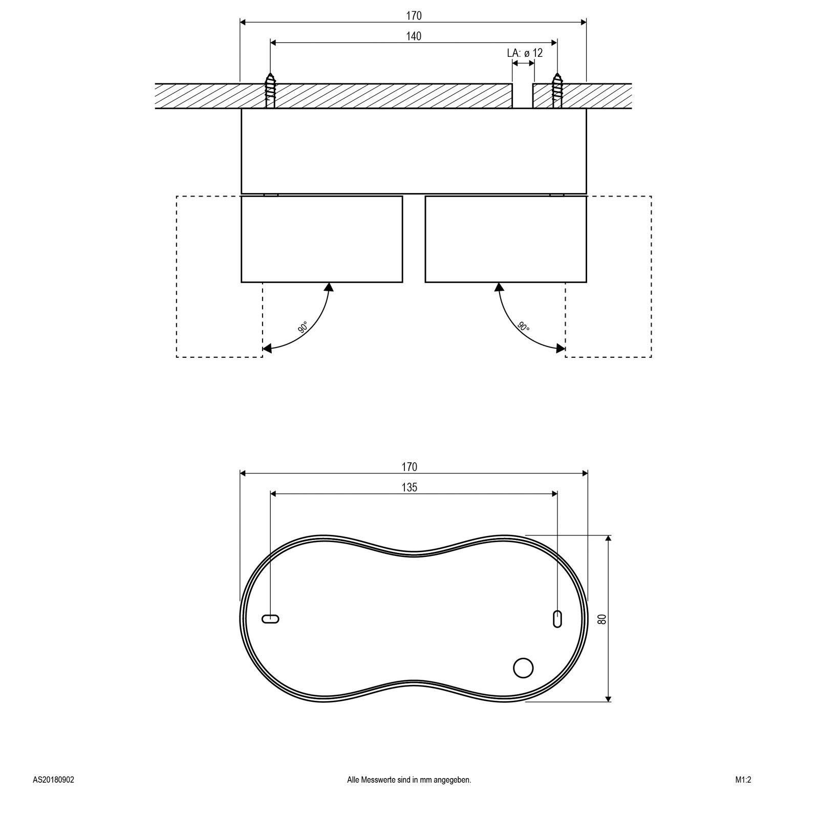 LED-Anbaustrahler 18W 3000K 1500lm Konv sw mt 2LEDs Alu IP20 RF:hochglänzend