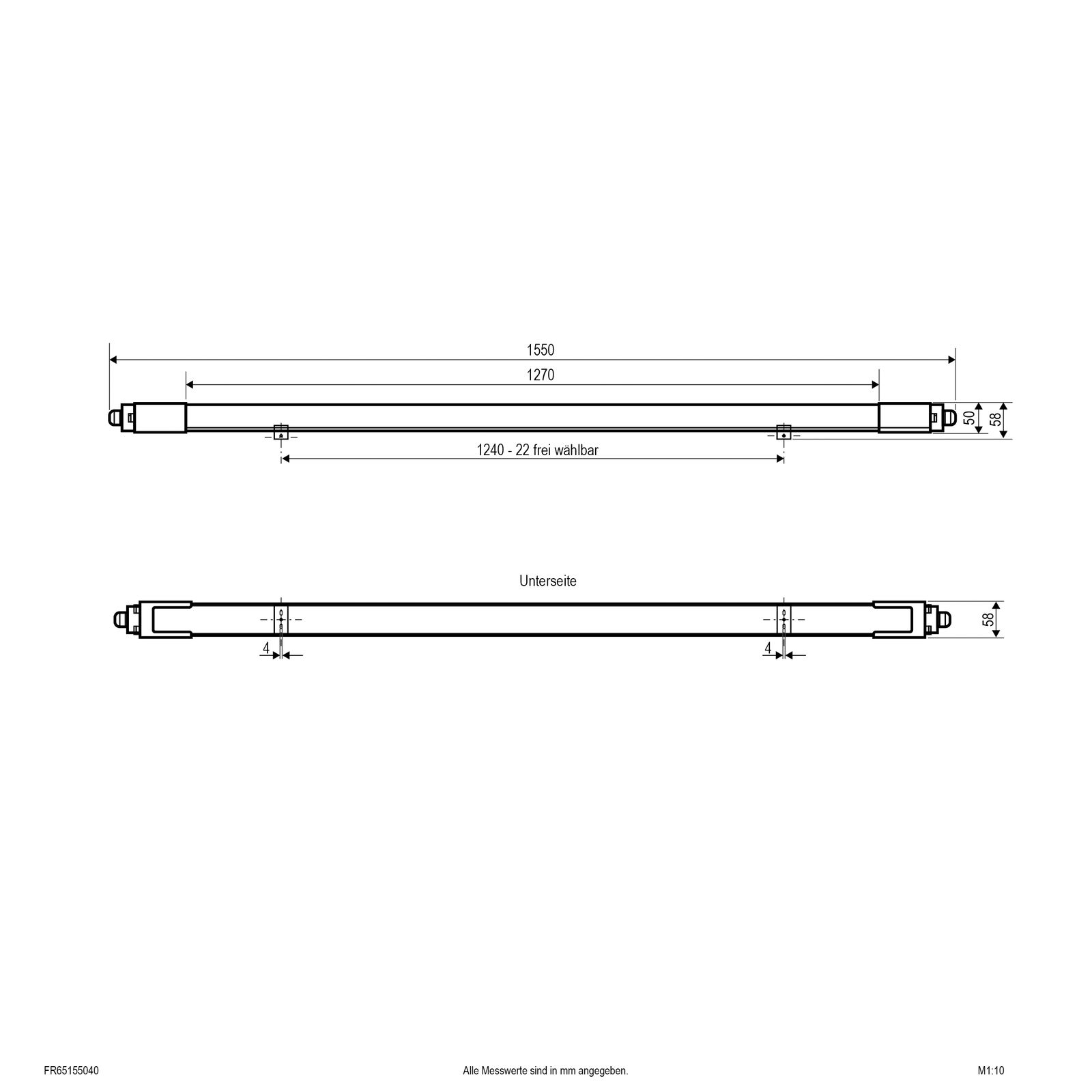 LED-Feuchtraumleuchte 30-50W 4000K Konv 6000lm ws IP65 1550x65x50mm