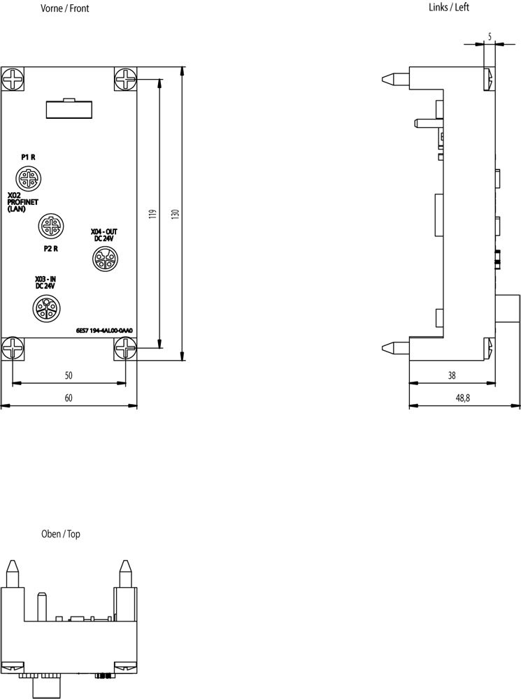 Baugruppenträger DC DC 20,4-28,8V 12A 1Steckpl Tragschienenmontage möglich