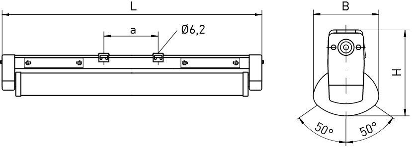 LED-Feuchtraumleuchte 36W 4000K 6142lm ws Konv IP65 1551x107x140mm