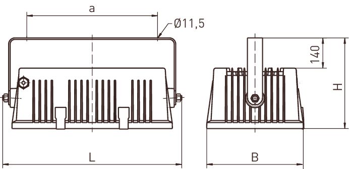 LED-Anbaustrahler 142W 3000K 20340lm mt Konv alu 3LEDs IP65 RF:hochglänzend
