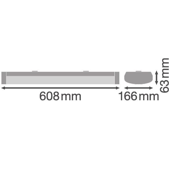 LED-Wannenleuchte 18W 3000K 2340lm ws EVG Dimmung DALI IP44 608x166x63mm