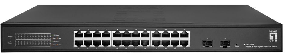 Desktopswitch 24x10/100/1000Mbps Switch 2x1Gbps/MiniGBIC
