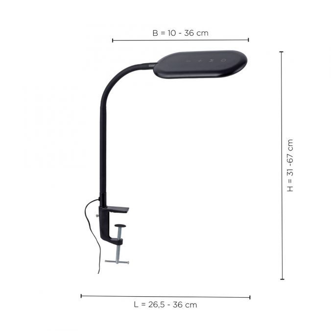 LED-Schreibtisch 10W KELLY 3000-6000K sw 800lm 1LED elektr.Trafo Mit Dimmer m.LM