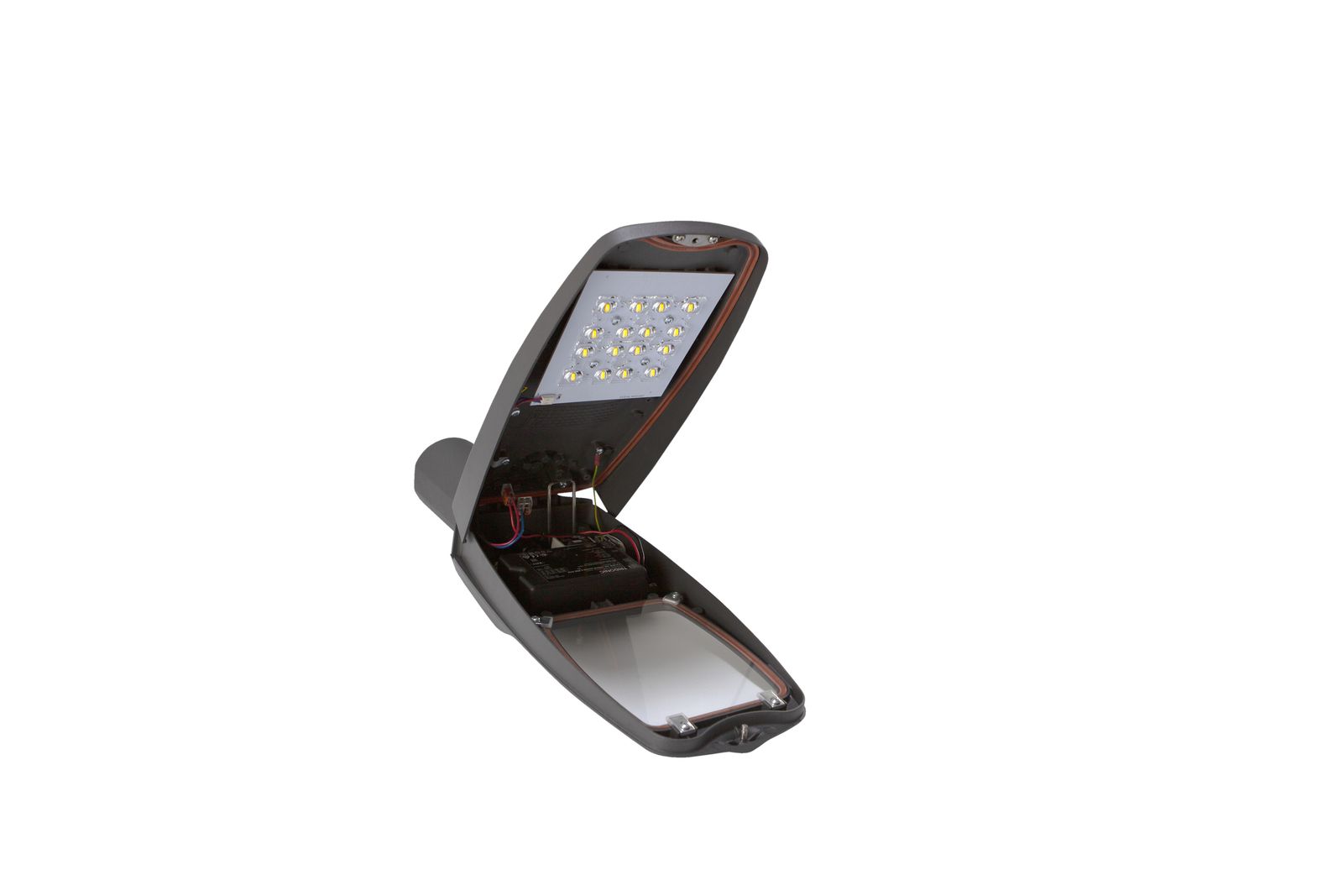 LED-Straßenleuchte 40W Aufs/Ans 76mm sw 4000K 5000lm Alu Gl_tr IP66 II