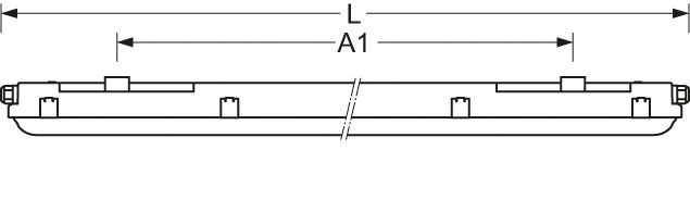 LED-Feuchtraumleuchte 43W 4000K 6217lm gr Konv Dimmung DALI IP65 1540x85x78mm