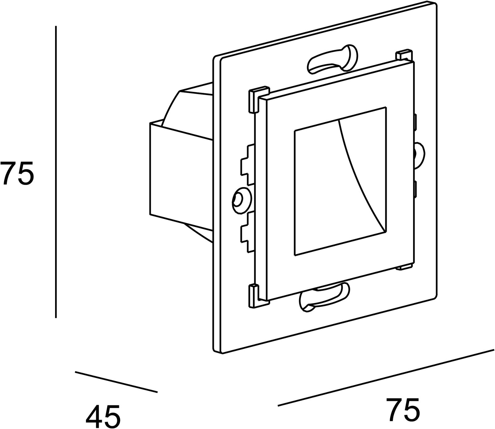 LED-Fassadenleuchte Click 1,4W 3000K 35lm sw Konv IP65 75x75x45mm