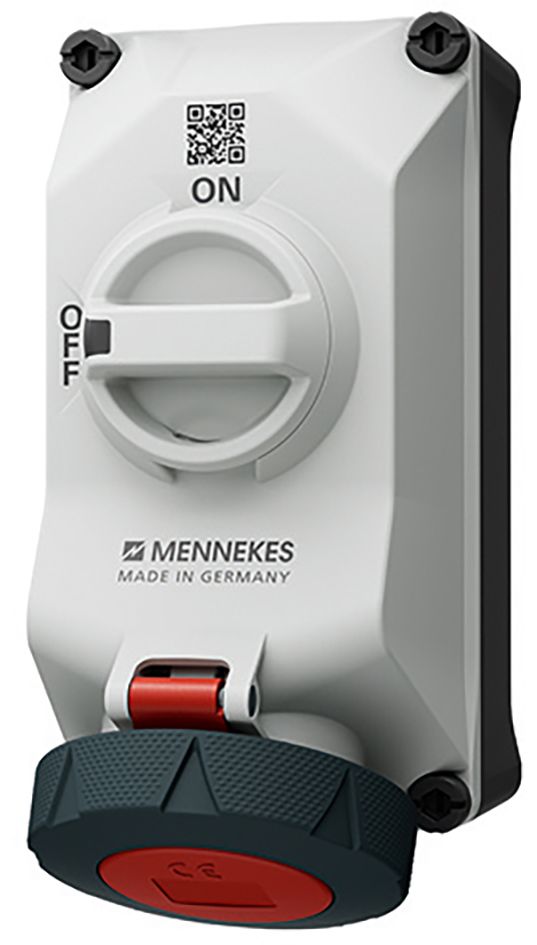 CEE-Schaltersteckdose 3p 32A 230V/bl 6h IP67 Kst mech.Verrieg