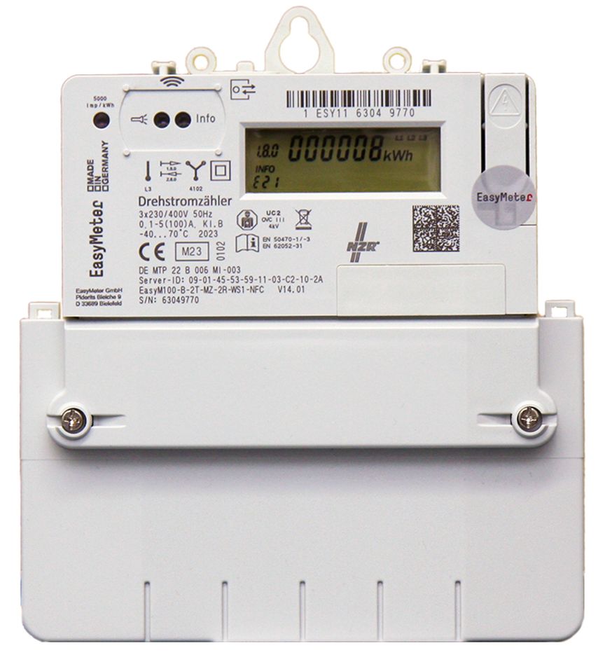Drehstromzähler Vierleit elektr digi D0 geeicht B 5A 100A 230-400V/N-L Zweitarif