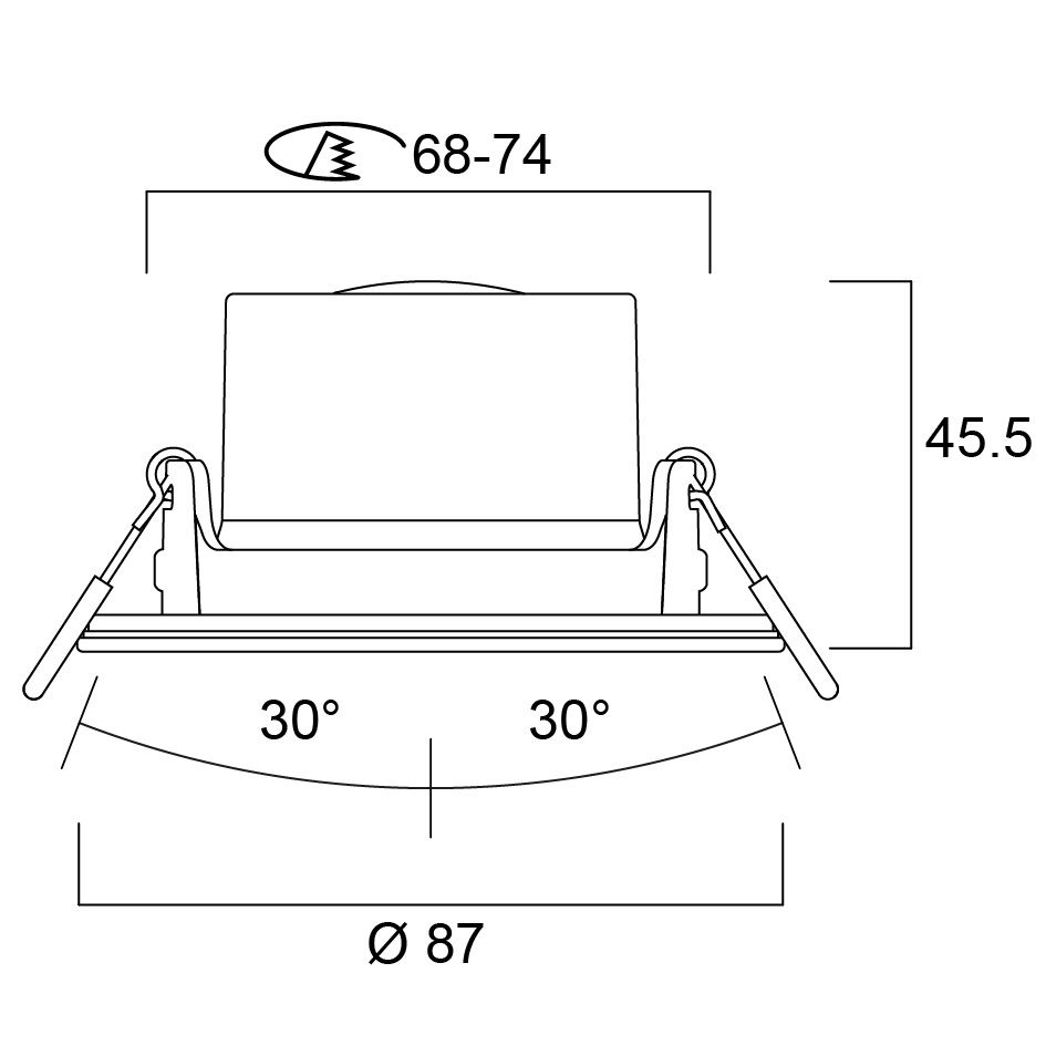 LED-Einbaustrahler 6,5W 2700-4000K 620lm Konv ws 1LED Kst IP65 mt Ø/EB68-74mm