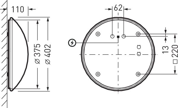 LED-Anbauleuchte 15,5W 3000K 2000lm ws Konv IP40 Ø402x110mm