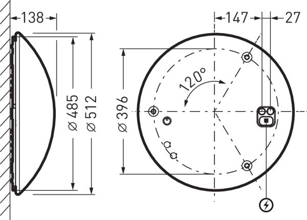 LED-Anbauleuchte 24W 4000K 3200lm ws Konv IP20 Ø512x138mm