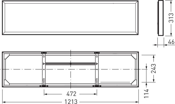 LED-Deckenanbauleuchte Siella 25-33W ws 4000K Konv IP20 1213x313x46mm