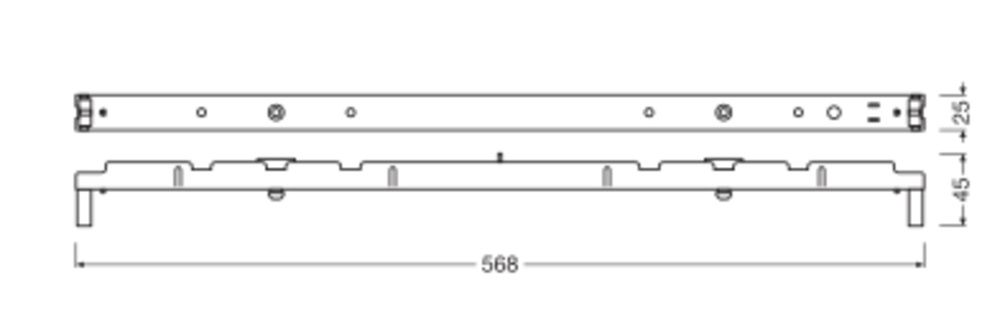 LED-Geräteträger 20W 1LED IP20 ws G5 25x568x45mm