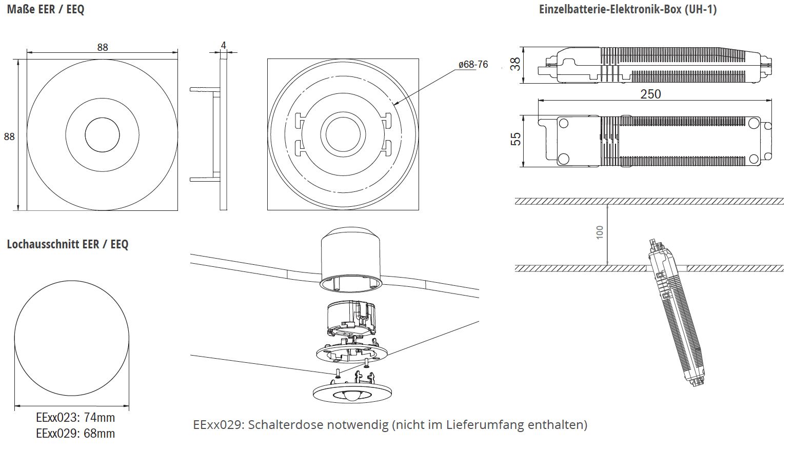 LED-Sicherheitsleuchte 4,8W 4000K 470lm IP20 EB 1LED Einb ÜberwBaust zentral