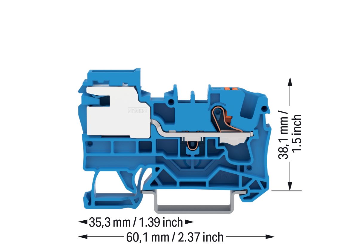 N-Trennklemme 0,5-10qmm 51A 3x10mm bl Anschlussplatte erforderlich Federzugans
