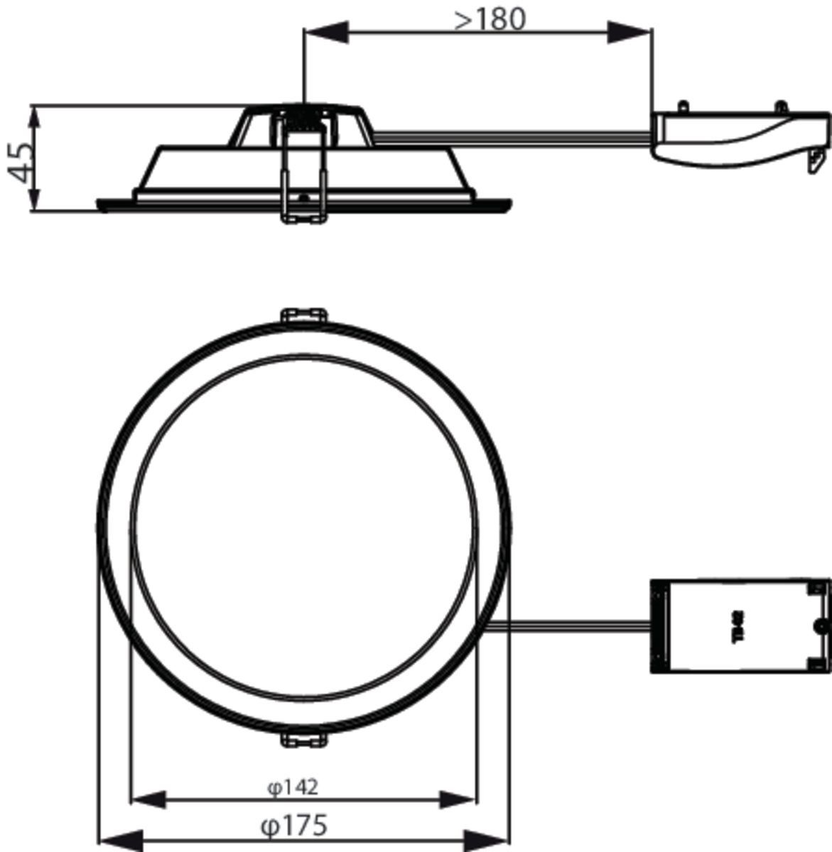 LED-Downlight 12W 3000-6500K 1200lm ws Konv IP20 Ø175x45mm