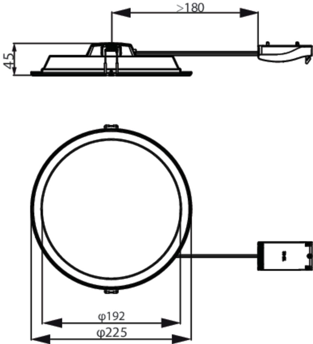 LED-Downlight 19W 3000-6500K 2000lm ws Konv IP20 Ø225x45mm